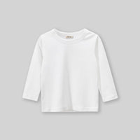 Boys White Solid Full Sleeves T-shirt Tshirts   