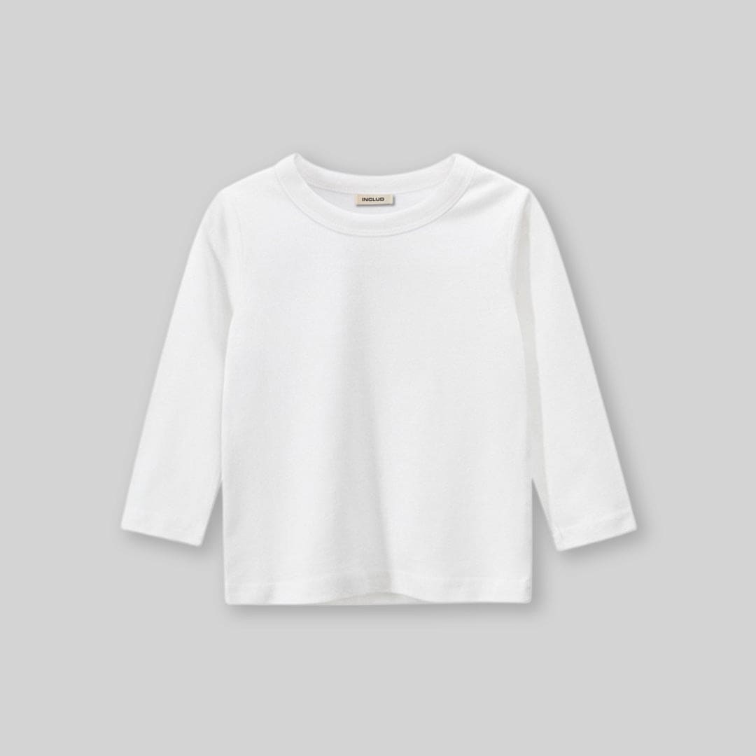 Boys White Solid Full Sleeves T-shirt Tshirts   