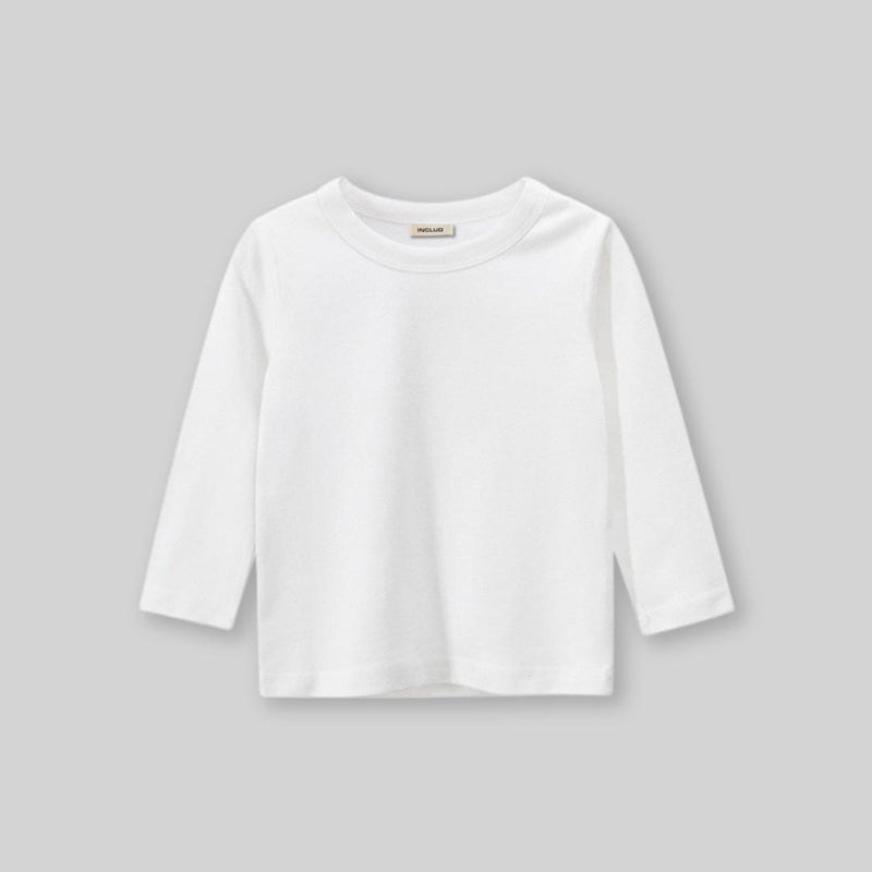 Boys White Solid Full Sleeves T-shirt Tshirts   