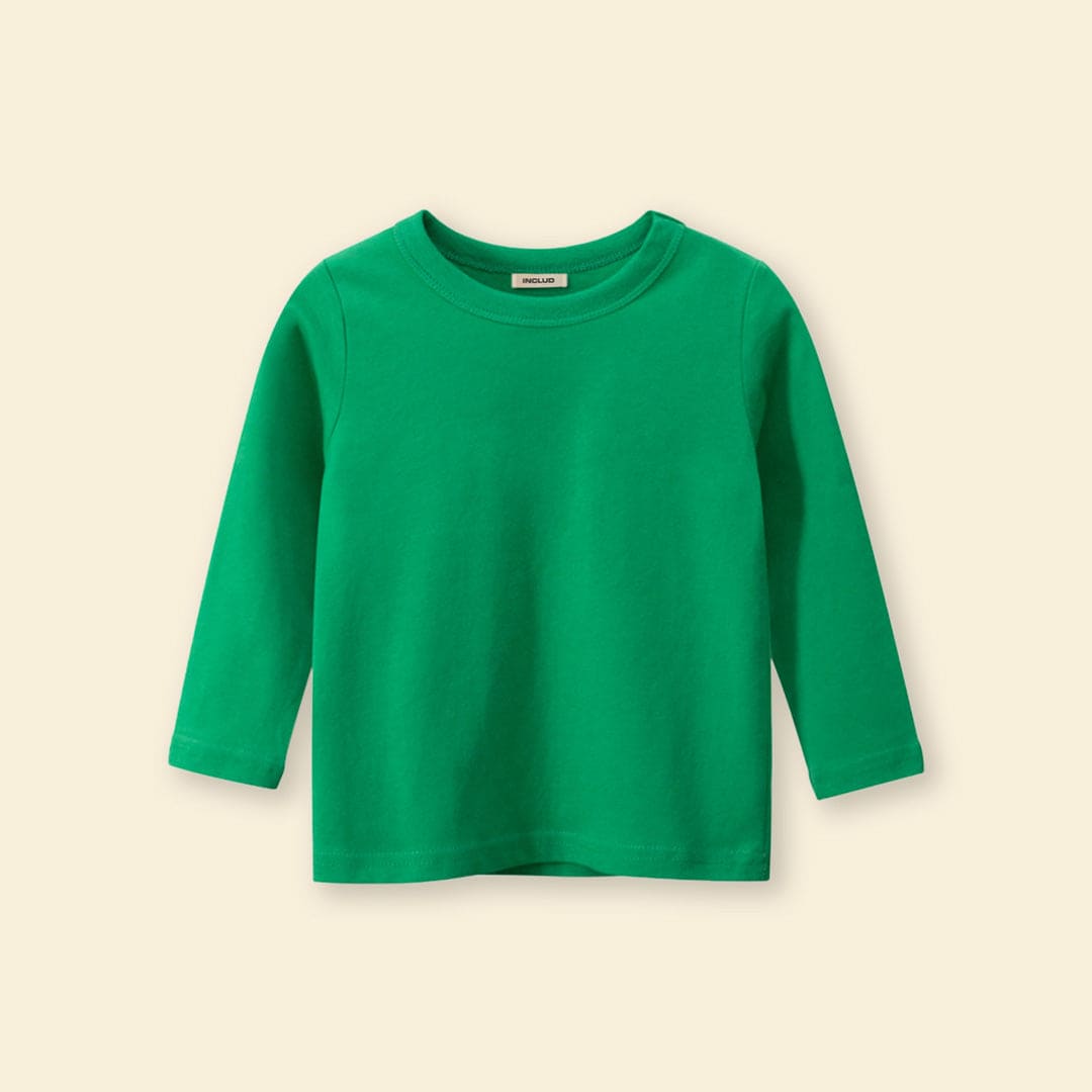 Boys Solid Green Full Sleeves T-shirt Tshirts   