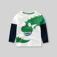 Boys White Dinosaur Print Full Sleeves T-shirt Tshirts   