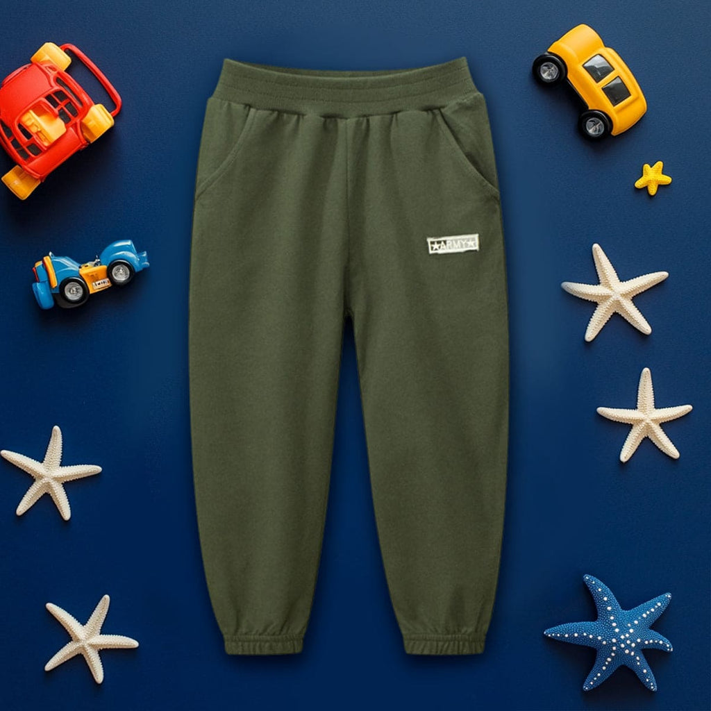 Boys Green Elasticated Knitted Trouser Trackpants & Joggers Green 1-2 Y 