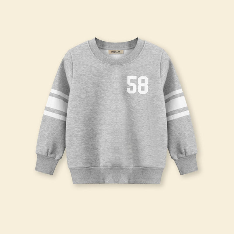 Boys Gray Regular Long Sleeves Sweatshirt Sweatshirts & Hoodies   