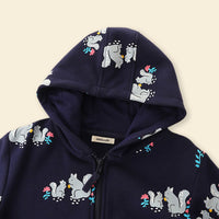 Girls Black Long Sleeve Squirrel Printed Hooded Sweatshirt Sweatshirts & Hoodies   