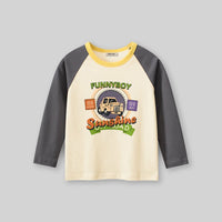 Boys Gray Graphic Print Raglan Sleeves T-shirt Tshirts   