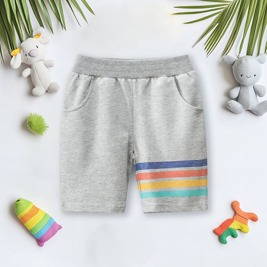 Boys Grey Striped Elasticated Regular Shorts Shorts Gray 1-2 Y 