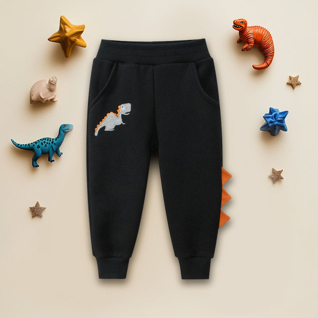 Boys Black Dinosaur Patchwork Regular Trouser Trackpants & Joggers Black 1-2 Y 