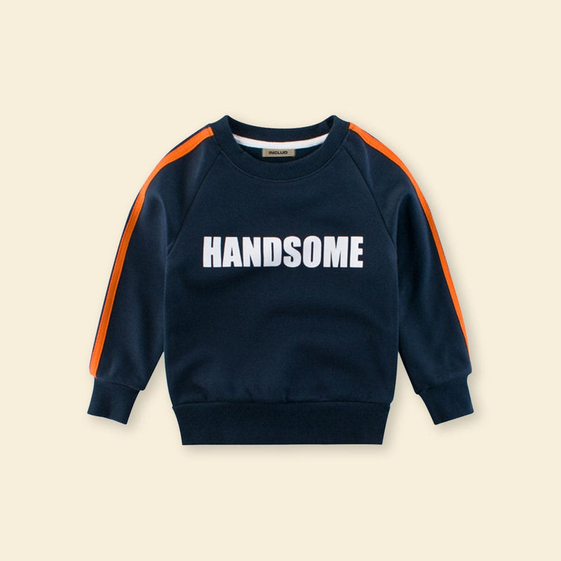 Boys Blue Printed Raglan Sleeves Sweatshirt Sweatshirts & Hoodies   