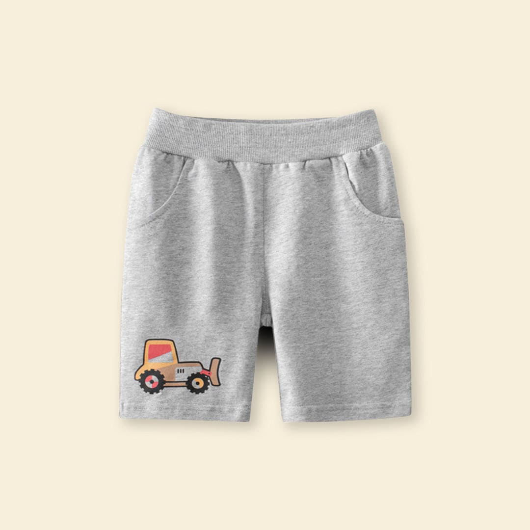 Boys Gray Printed Elasticated Shorts Shorts   