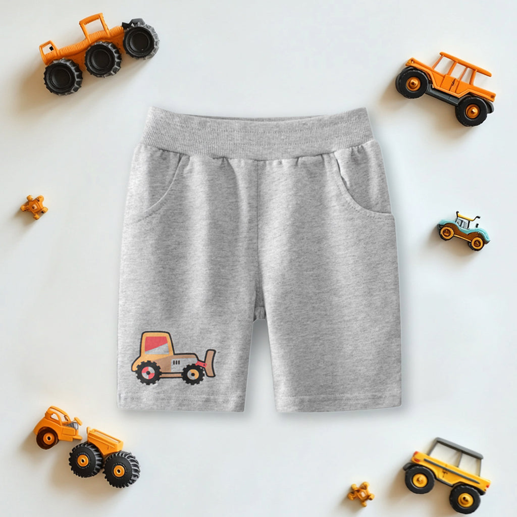 Boys Gray Printed Elasticated Shorts Shorts Gray 1-2 Y 