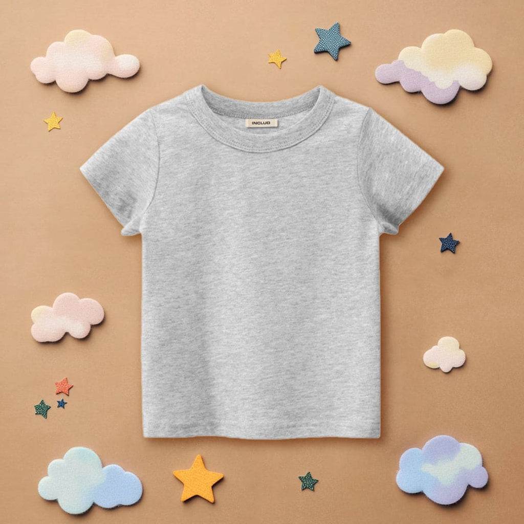 Boys Grey Knitted Regular Short Sleeves T-shirt Tshirts Grey 1-2 Y 