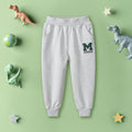 Boys Grey Elasticated Motif Print Rib Cuff Trouser Trackpants & Joggers Gray 1-2 Y 