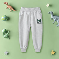 Boys Grey Elasticated Motif Print Rib Cuff Trouser Trackpants & Joggers Gray 1-2 Y 