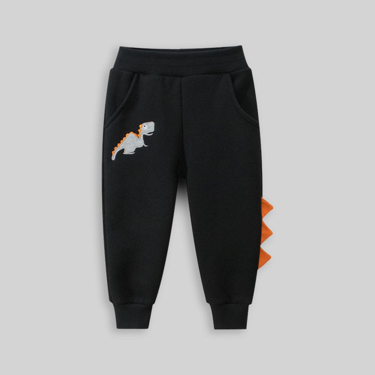 Boys Black Dinosaur Patchwork Regular Trouser Trackpants & Joggers   
