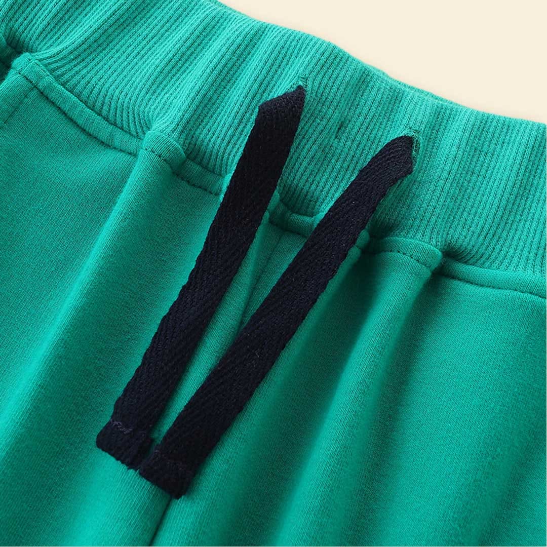 Boys Green Car Embroidered Sweatpants Joggers   