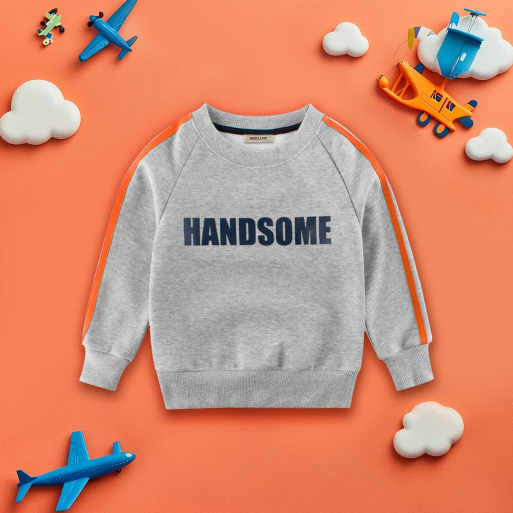 Boys Grey Printed Raglan Sleeves Sweatshirt Sweatshirts & Hoodies Gray 1-2 Y 