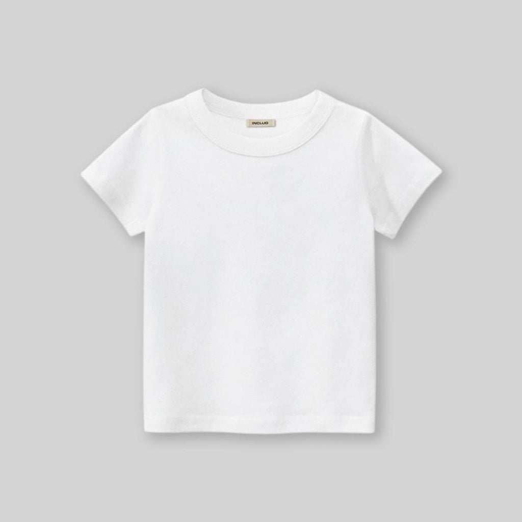 Boys White Knitted Regular Short Sleeves T-shirt