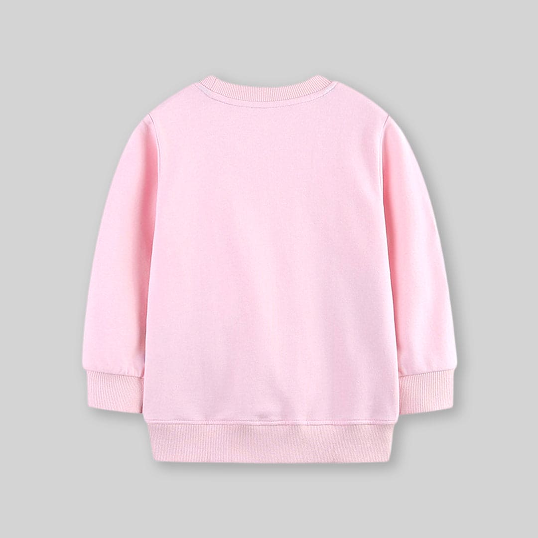 Girls Pink Long Sleeve Cloud Printed Sweatshirt Sweatshirts & Hoodies   