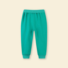 Boys Green Car Embroidered Sweatpants Joggers   