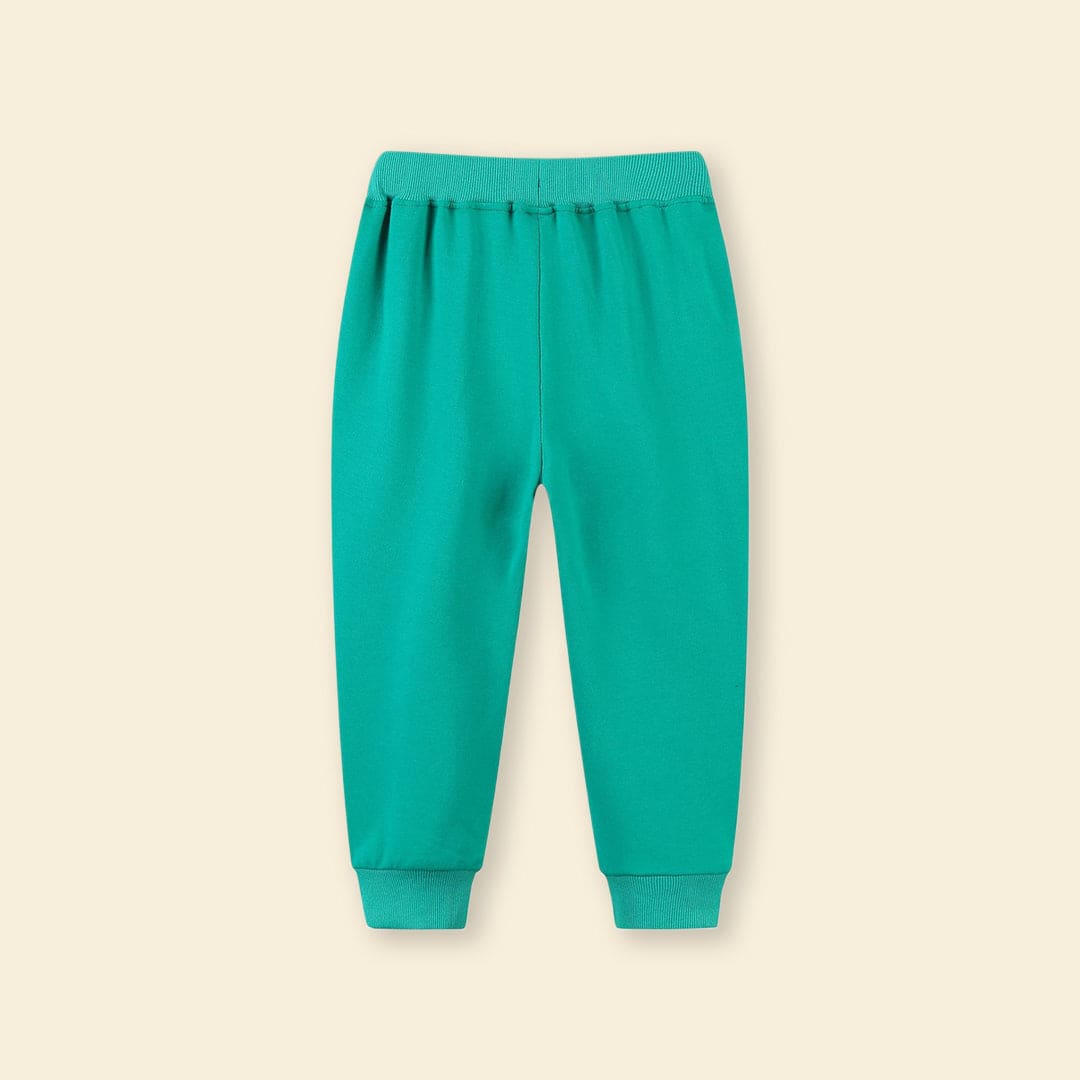 Boys Green Car Embroidered Sweatpants Joggers   