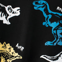 Boys Black Dinosaur Graphic Long Sleeves Sweatshirt Sweatshirts & Hoodies   