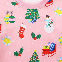 Girls Pink Long Sleeve Christmas Pullover Sweatshirt Sweatshirts & Hoodies   