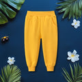 Boys Yellow Solid Elasticated Rib Trouser Trackpants & Joggers Yellow 1-2 Y 