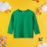 Boys Solid Green Full Sleeves T-shirt