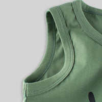 Boys Green Graphic Print Sleeveless Vest Vests   