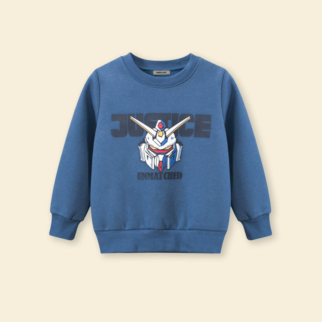 Boys Blue Graphic Print Long Sleeves Sweatshirt Sweatshirts & Hoodies   
