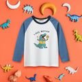 Boys White Dinosaur Print Raglan Sleeves T-shirt Tshirts White 1-2 Y 