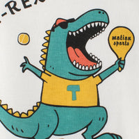 Boys White Dinosaur Print Raglan Sleeves T-shirt Tshirts   