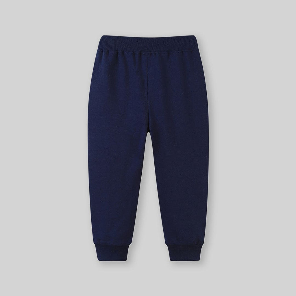 Boys Navy Spaceship Embroidered Sweatpants Joggers   