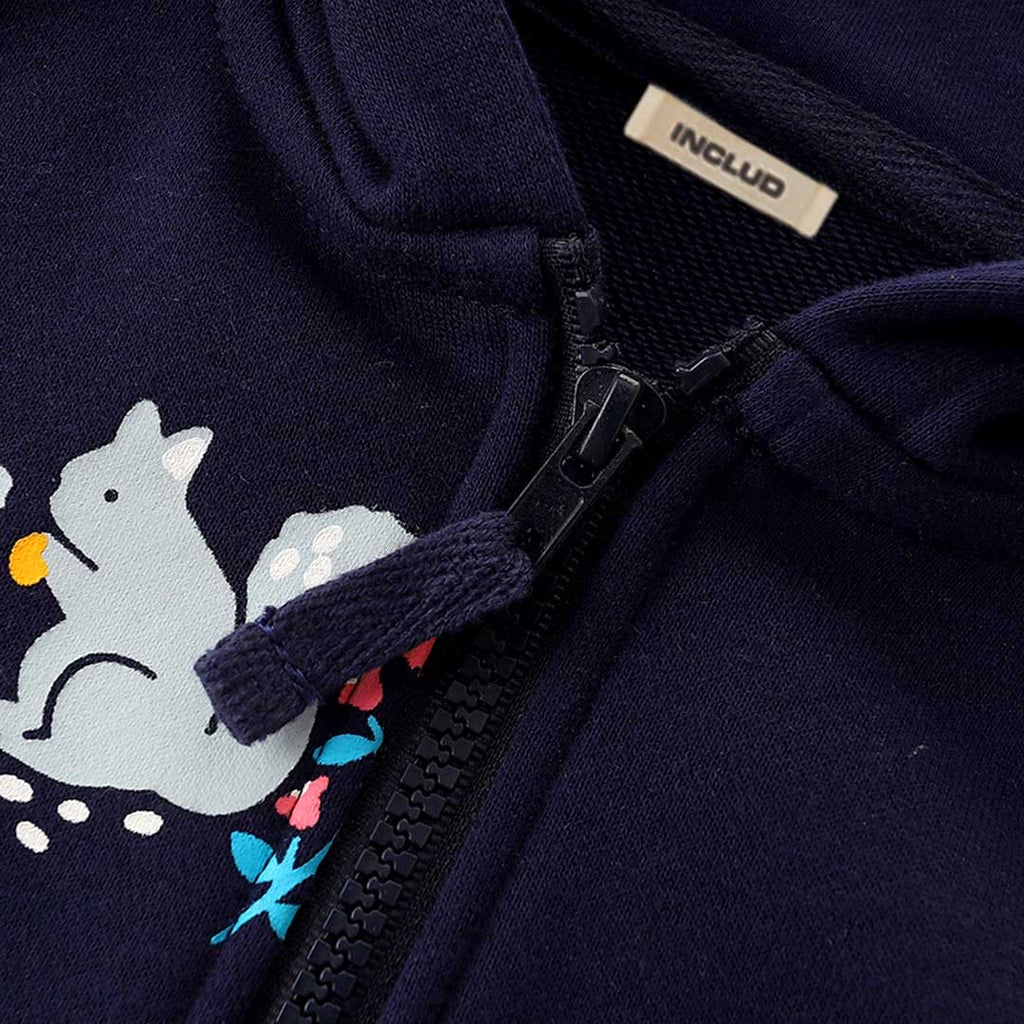 Girls Black Long Sleeve Squirrel Printed Hooded Sweatshirt Sweatshirts & Hoodies   