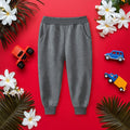 Boys Dark Grey Solid Elasticated Rib Trouser Trackpants & Joggers Dark Grey 1-2 Y 