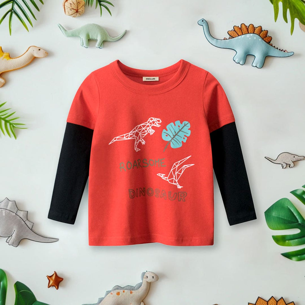 Boys Red Graphic Print Doctor Sleeves T-shirt Tshirts Red 1-2 Y 