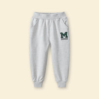 Boys Grey Elasticated Motif Print Rib Cuff Trouser Trackpants & Joggers   