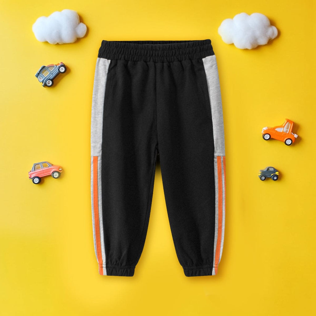 Boys Black Side Striped Elasticated Trouser Trackpants & Joggers Black 1-2 Y 