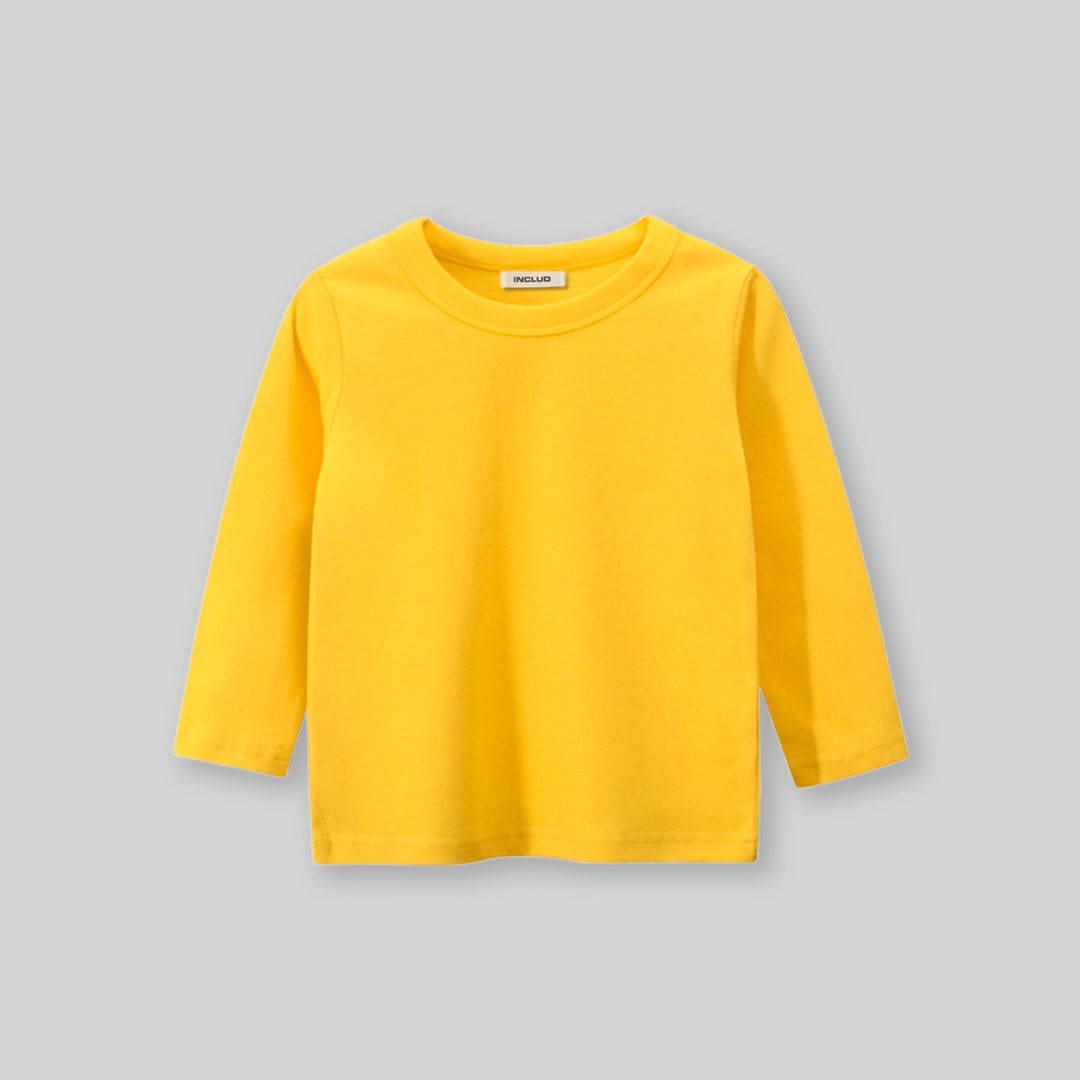 Boys Yellow Solid Full Sleeves T-shirt Tshirts   