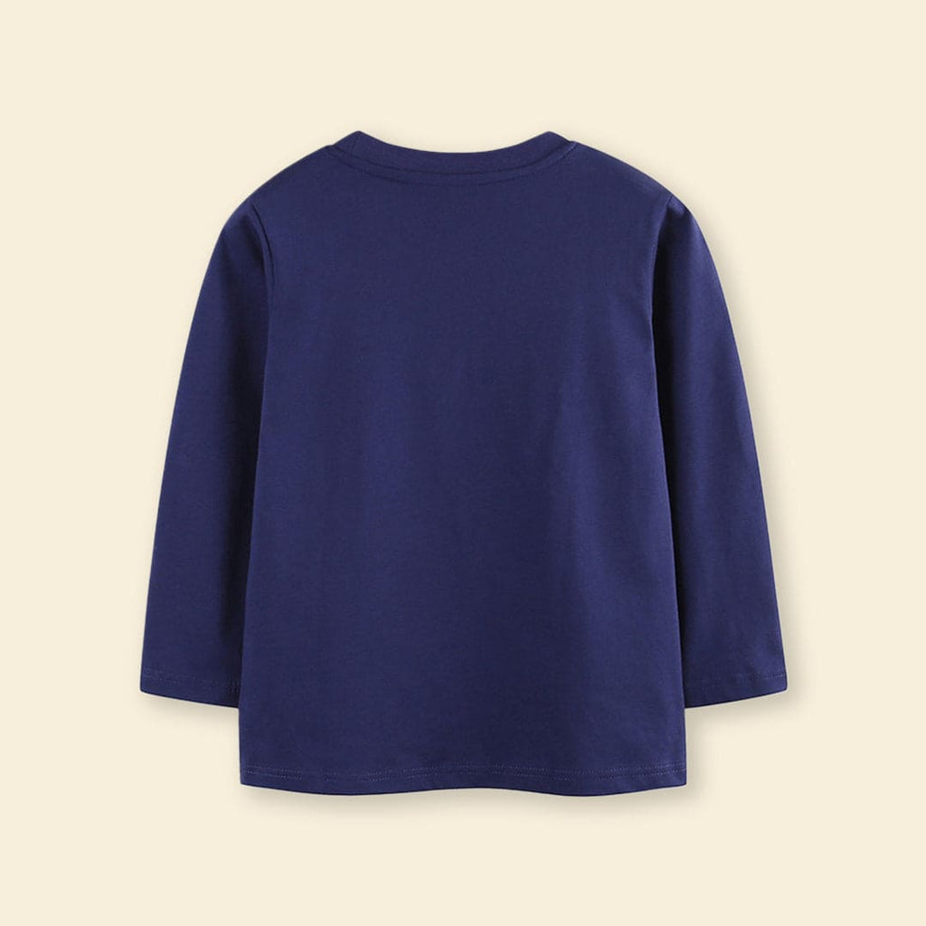 Boys Navy Long Sleeve Christmas Tree Printed T-Shirt Tshirts   
