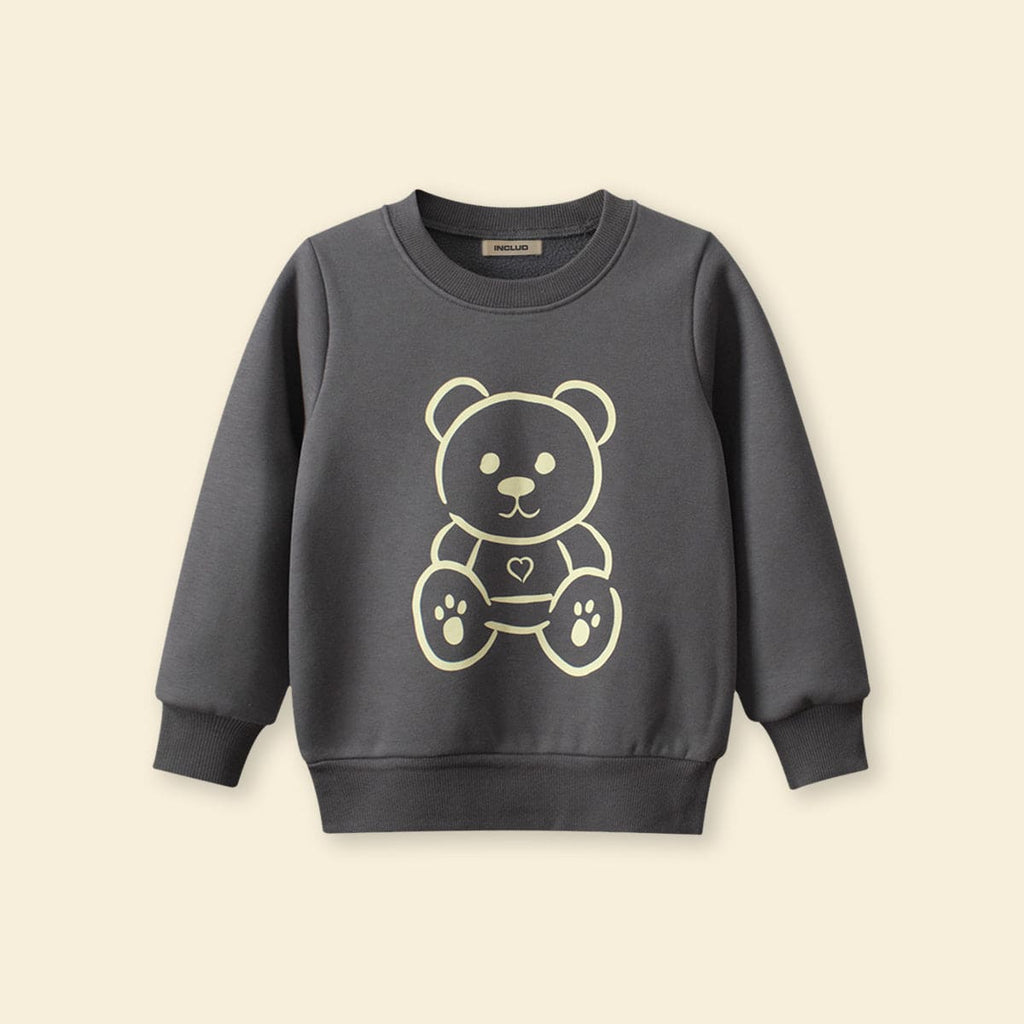 Boys Gray Cartoon Print Long Sleeves Sweatshirt Sweatshirts & Hoodies   