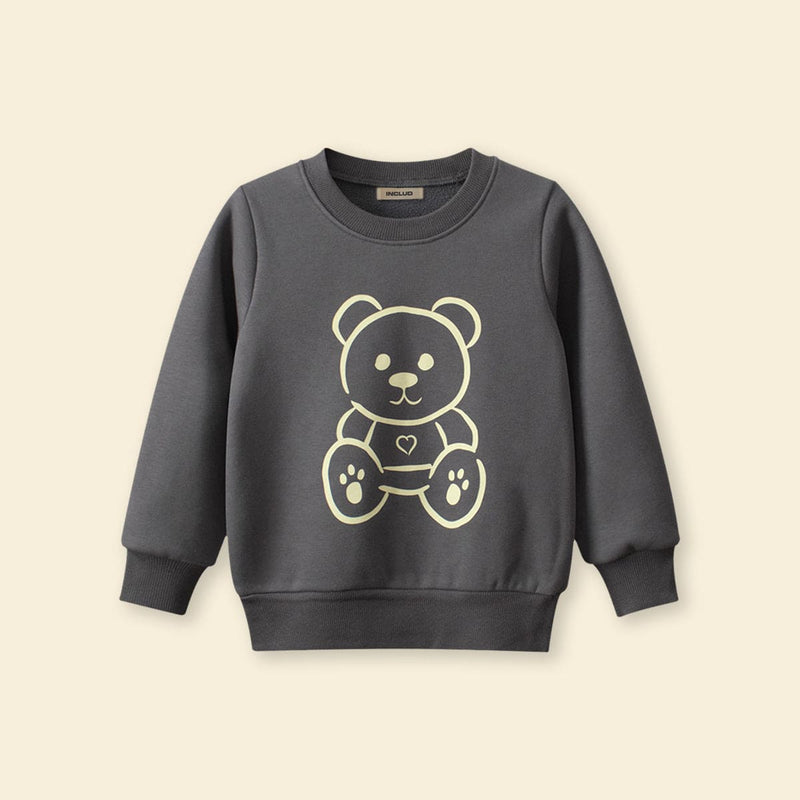 Boys Gray Cartoon Print Long Sleeves Sweatshirt Sweatshirts & Hoodies   