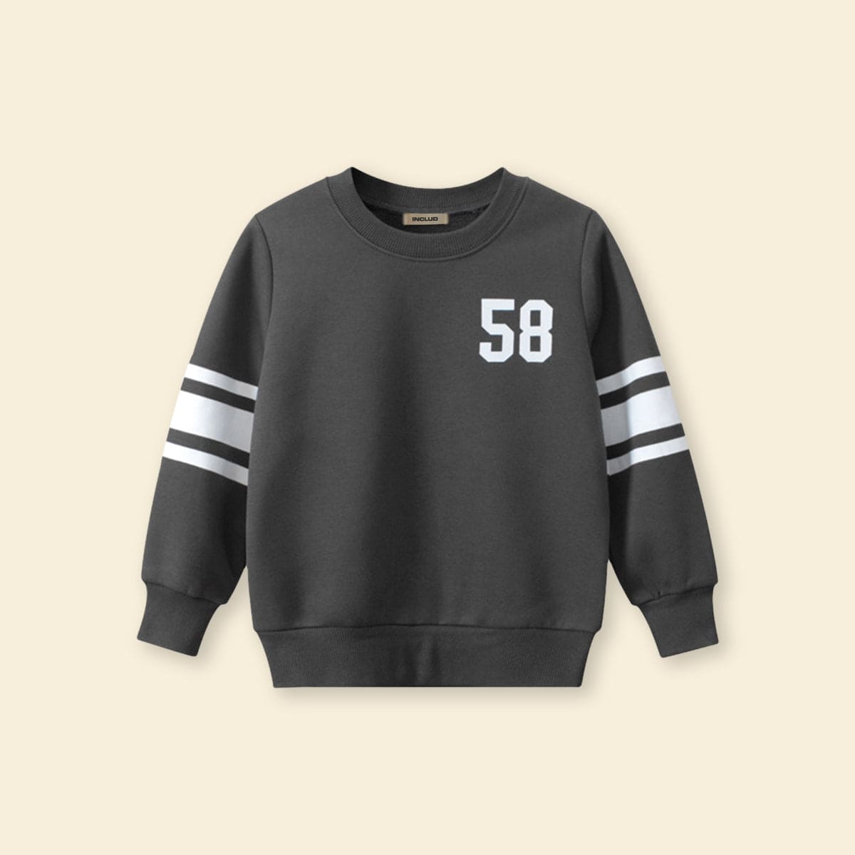 Boys Dark Grey Regular Long Sleeves Sweatshirt Sweatshirts & Hoodies   