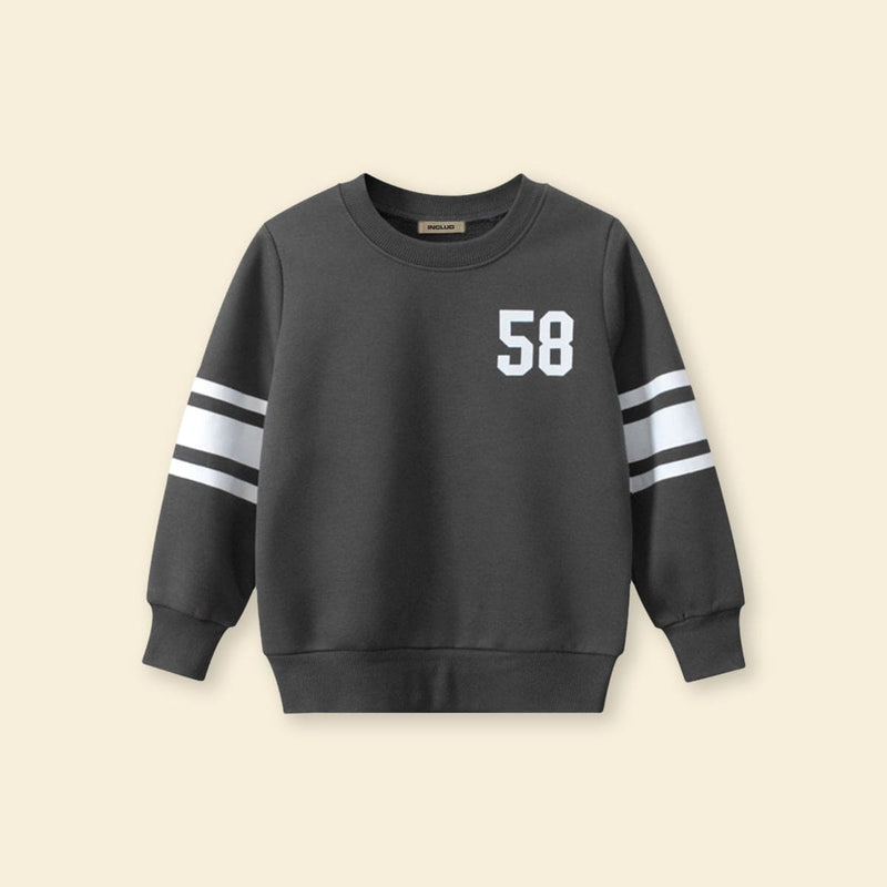 Boys Dark Grey Regular Long Sleeves Sweatshirt Sweatshirts & Hoodies   