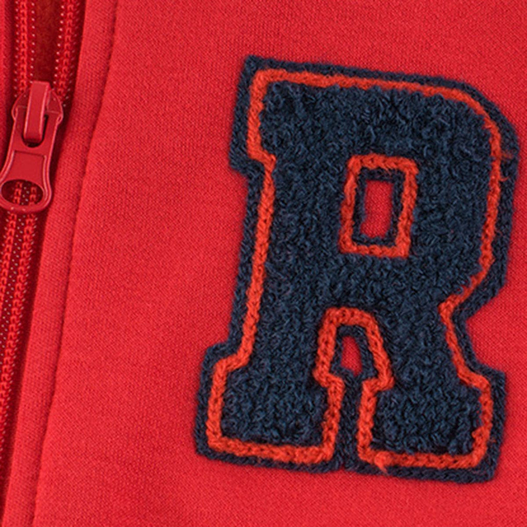 Boys Red Color-blocked Long Sleeves Varsity Jacket Coats & Jackets   