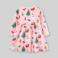 Girls Pink Long Sleeve Christmas Casual Dress Casual Dresses   
