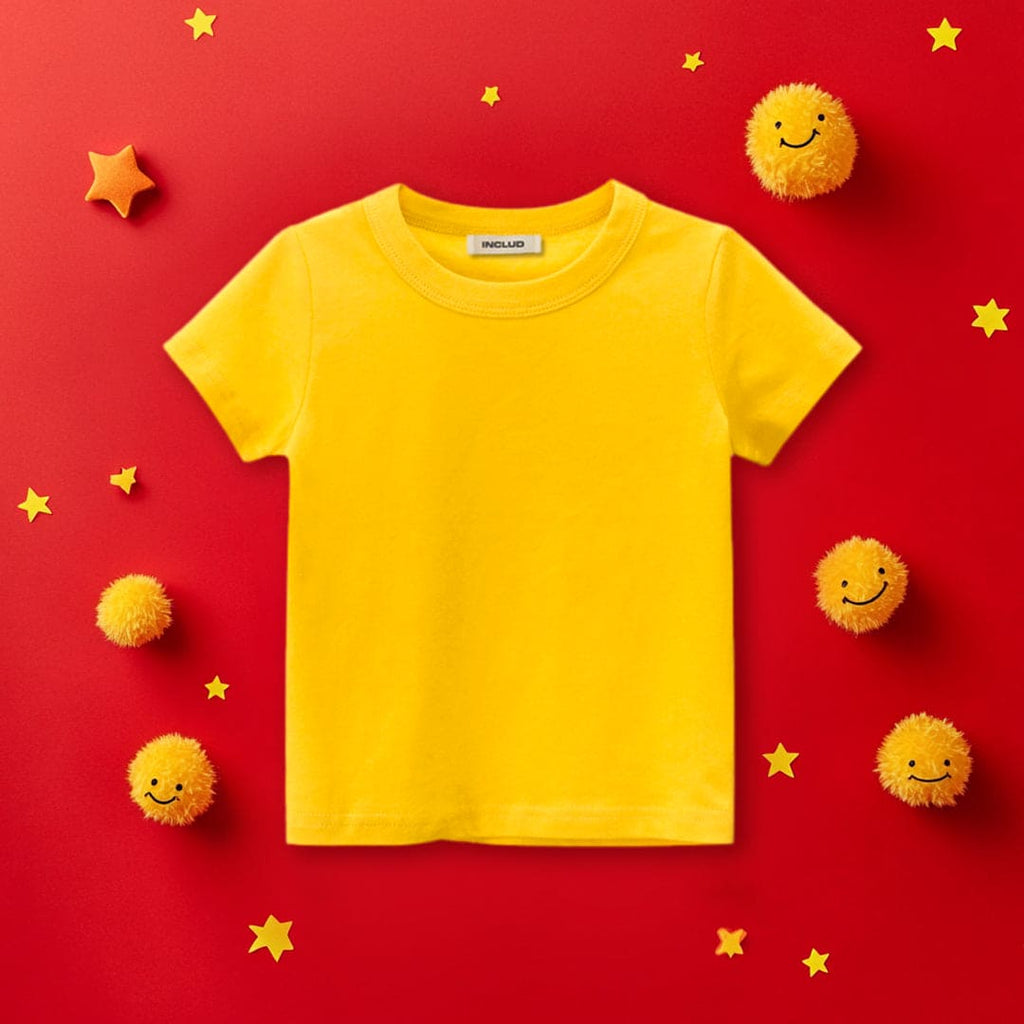 Boys Yellow Knitted Regular Short Sleeves T-shirt Tshirts Yellow 1-2 Y 