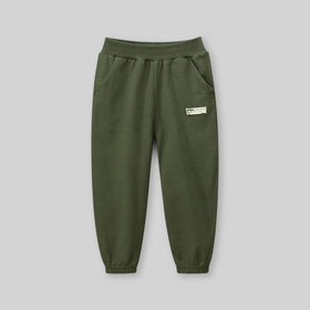 Boys Green Elasticated Knitted Trouser Trackpants & Joggers   
