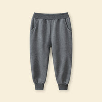 Boys Dark Grey Solid Elasticated Rib Trouser Trackpants & Joggers   