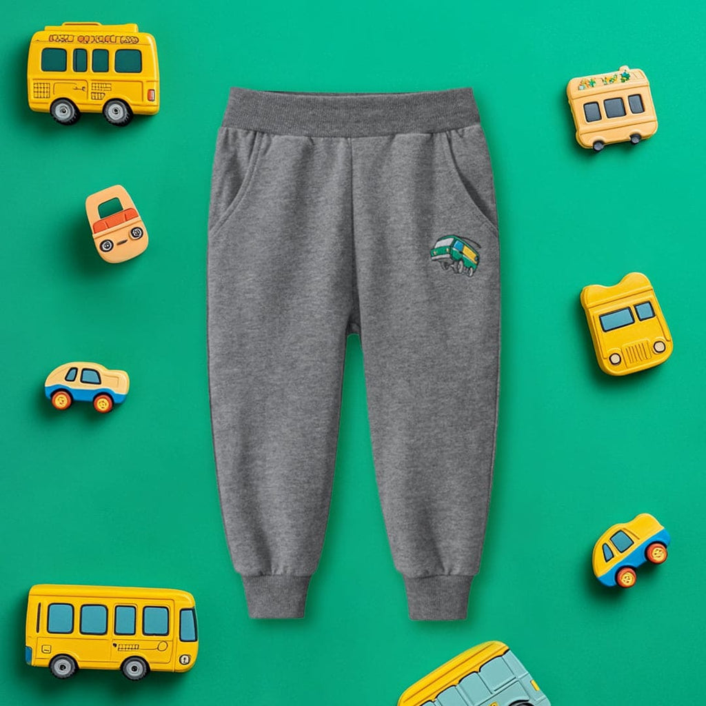 Boys Grey Elasticated Rib Trouser Trackpants & Joggers Gray 1-2 Y 